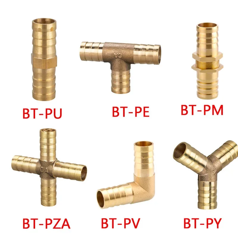 20PCS Brass Hose Barb Fittings Kit, Pagoda Style Pipe Connectors for 6–19mm Water and Air Hose, 2 3 4 Way Couplers Included