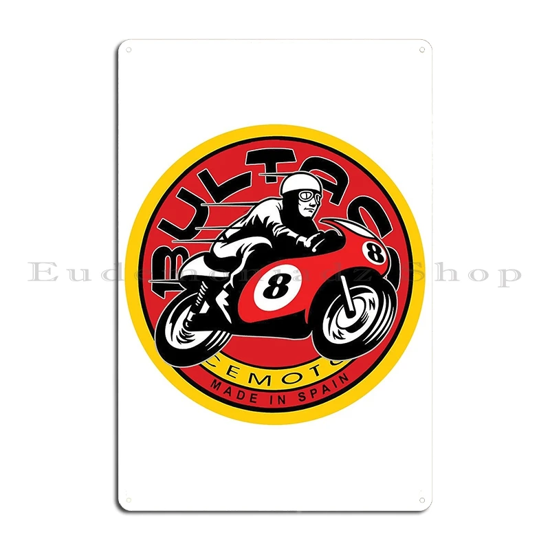 Bultaco Moto Rider Saltando En Acciones Camiseta علامة معدنية حانة الطباعة جدار ديكور حفلة جدار حانة تين تسجيل ملصق #3