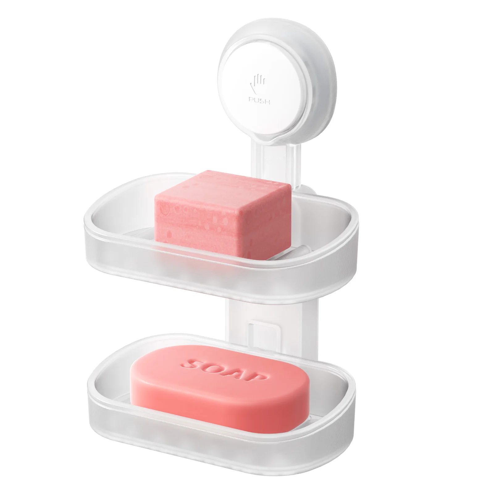 

TAILI Double Layer Soap Dish Holder Suction Cup, Strong Sponge Holder for Shower, Soap Saver for Bathroom, Tub and Kitchen Sink
