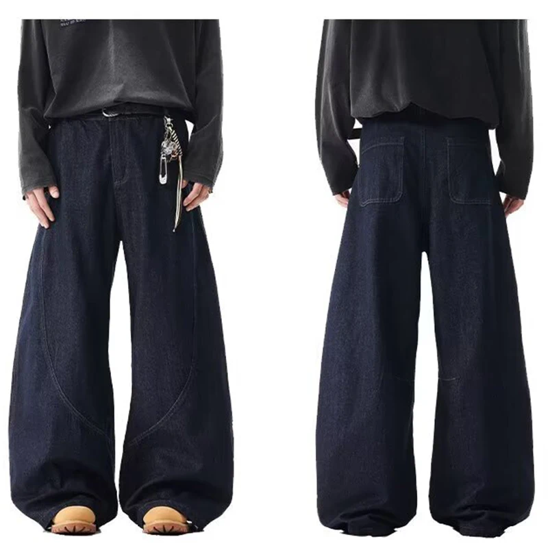 

Мужские джинсы свободного кроя прямого кроя для весны и осени, модные, универсальные, повседневные, классические, простые, высококачественные, синие джинсовые брюки