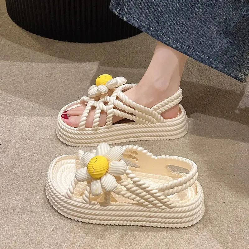 

Сандалии для девочек, новые летние модные туфли принцессы — нескользящие сандалии для малышей на мягкой подошве из ЭВА с цветочным узором для дома и улицы