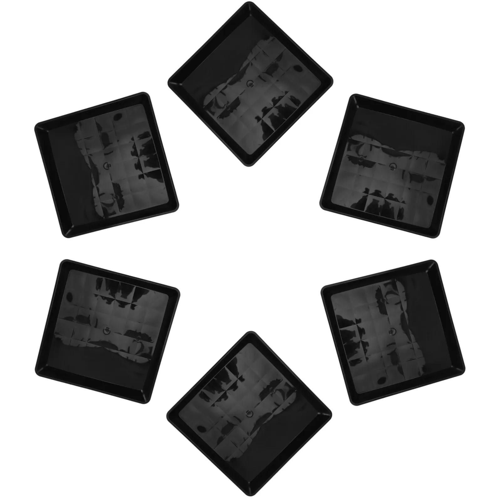 6Pcs Square Plastic Planter Trays Flower Pot Drip Trays Water Catcher Saucer for Indoor Outdoor Plants Bonsai Succulent Orchid