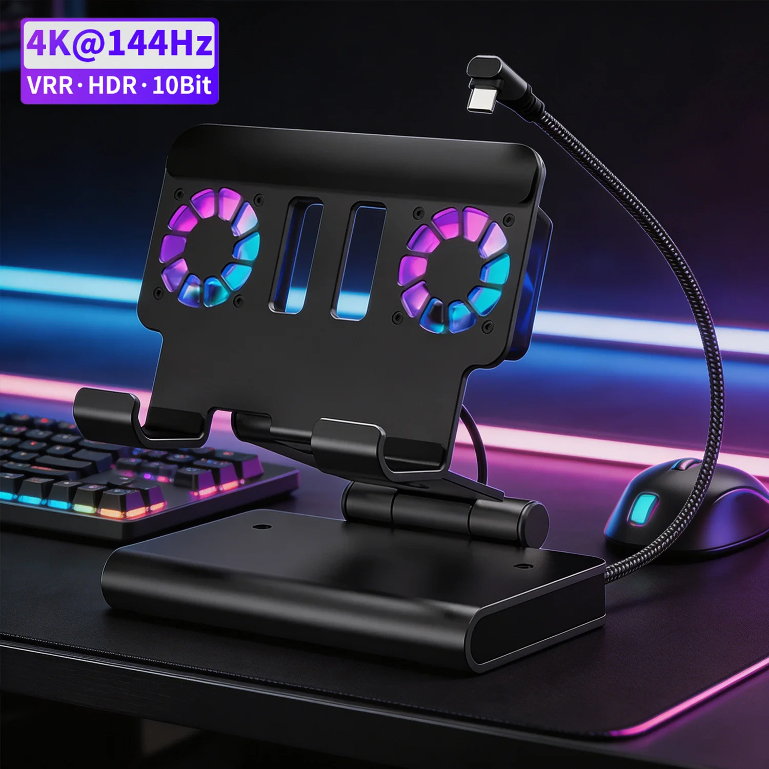 100W Docking Station for Switch 2 with Dual Cooling Fan 4K@60Hz HDMI 1000Mbps Ethernet Compatible with ROG Ally/AllyX SteamDeck