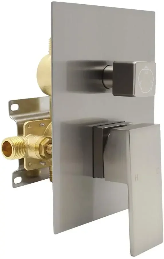 Solid Brass Shower Valve With Diverter 3 Way Outlet Pressure Balancing Mixer Shower Temperature Control Shower Valve Kit