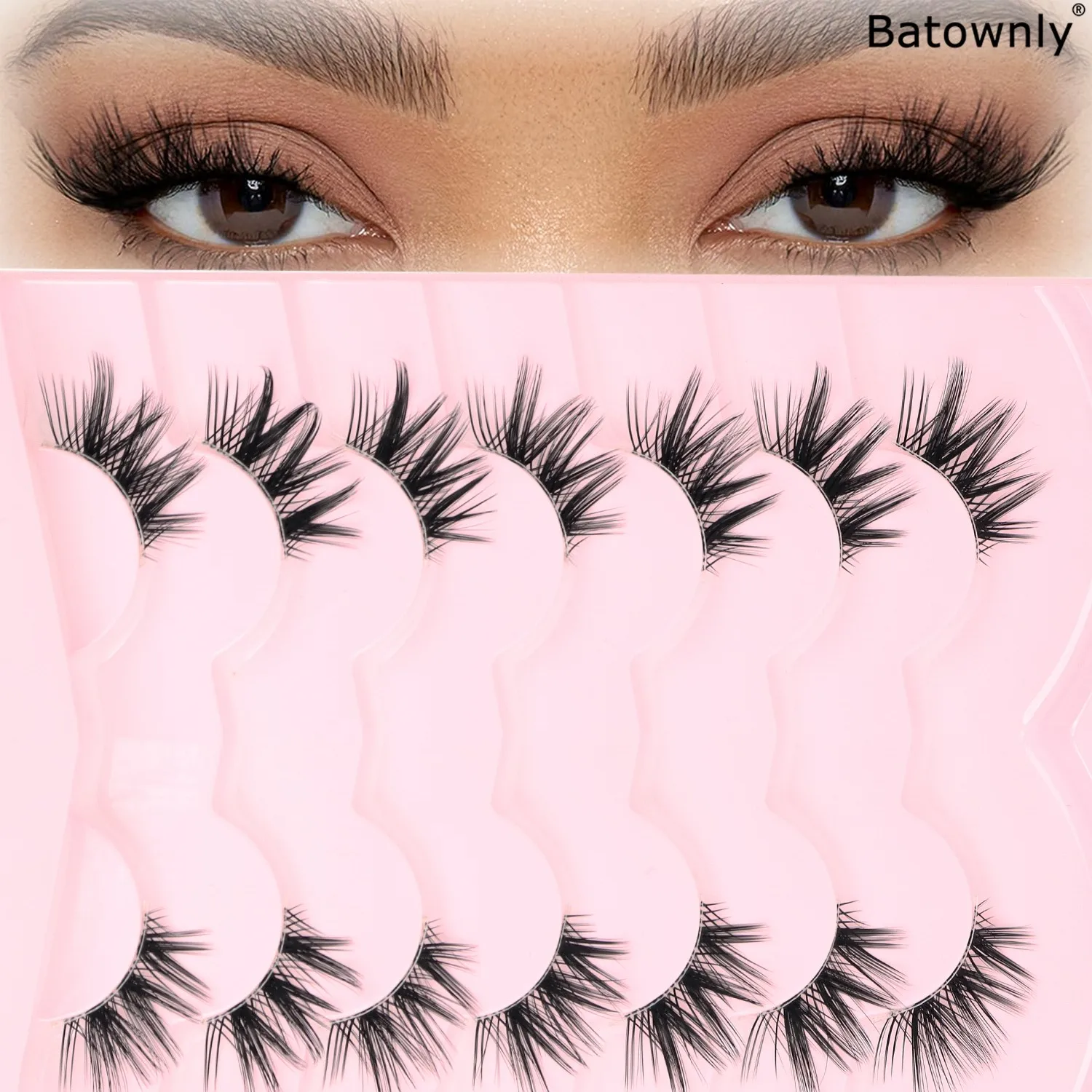 Half False Eyelashes Naturally Curled Transparent Strip Eyelashes Soft and Fluffy V-shaped 7-Pair Set Eyelashes
