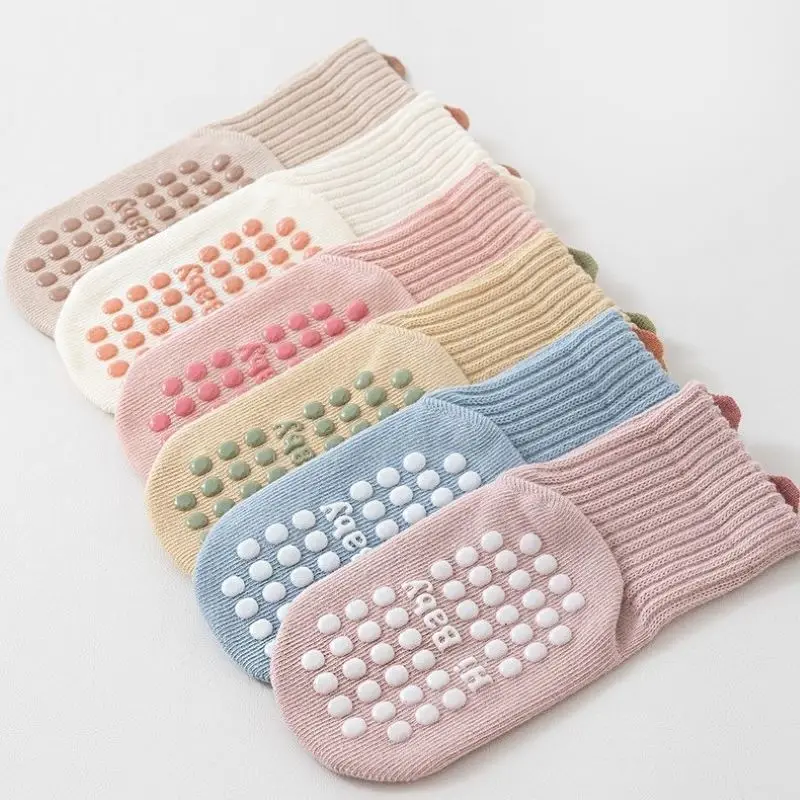 Newborn Baby Floor Socks Girls Walking Socks with Anti-slip Dots Toddler Floor Socks Infant Warm Cartoon Socks 0-5Y