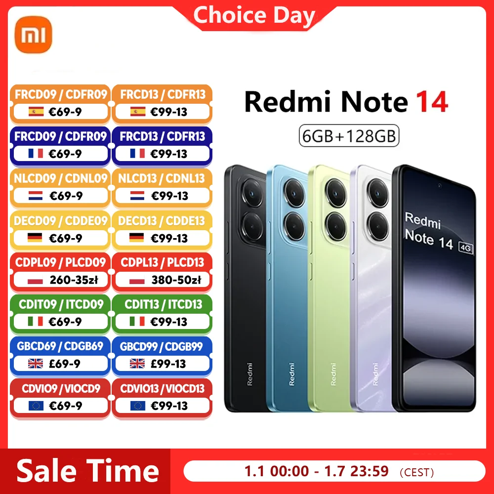?Marque +? Version mondiale Xiaomi Redmi Note 14 MediaTek Helio G99-Ultra 108MP AI 5500mAh 6,67