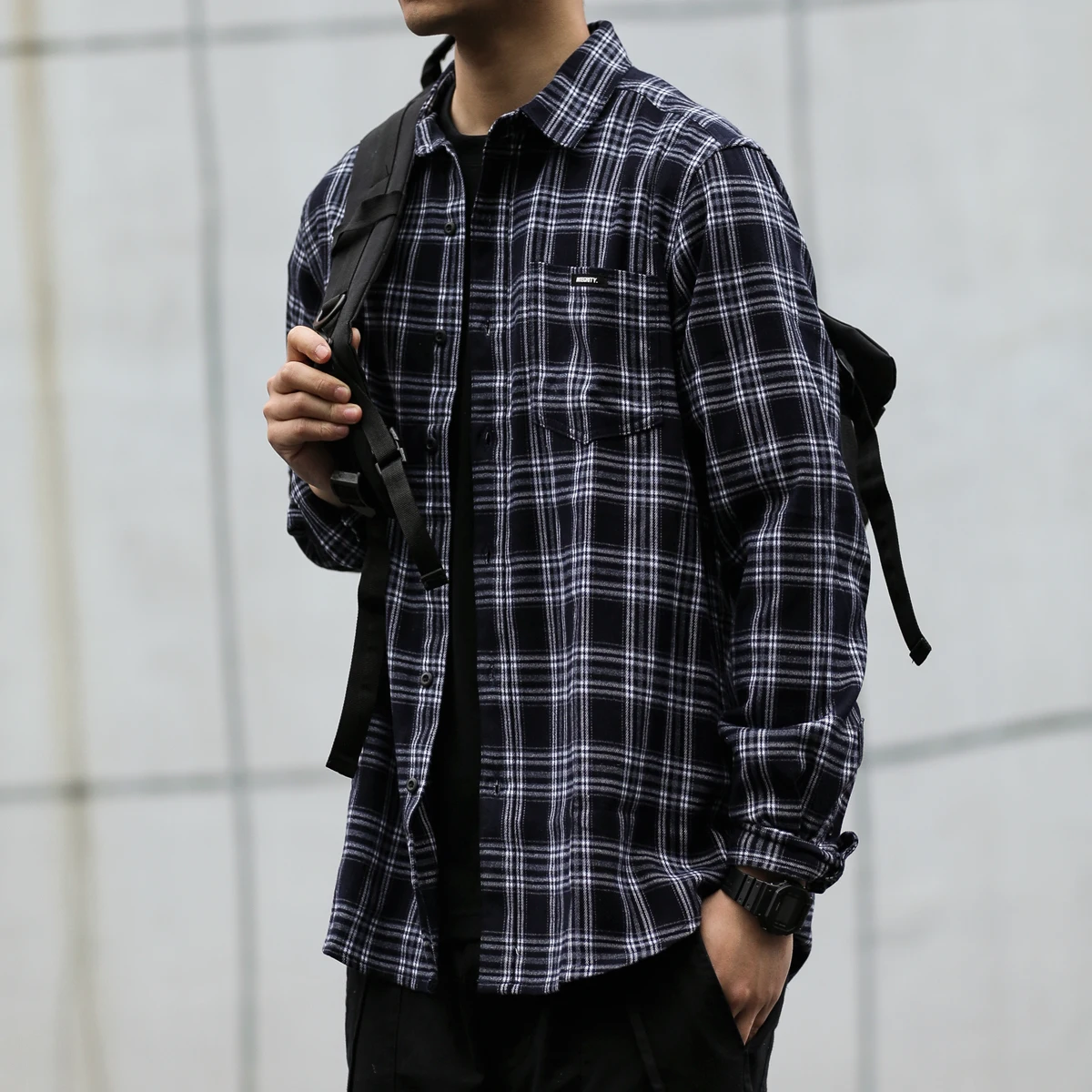 2024 autumn frosted shirt men's plaid loose long sleeved casual work clothes thick shirt trend camisa masculina slim fit blouse image 5
