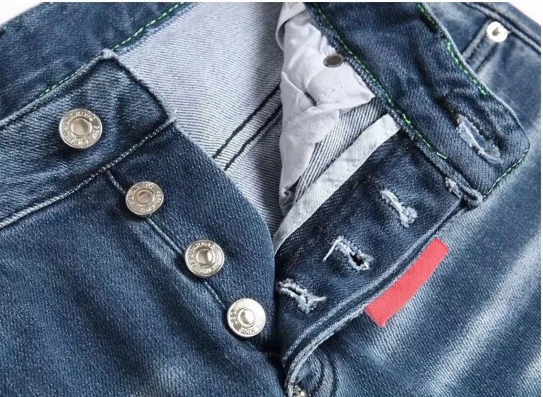 Pantalones cortos vaqueros azules ajustados elásticos para hombre, Vaqueros ajustados de calle de marca de lujo, vaqueros rasgados de alta calidad, talla 44-58, novedad de 2024