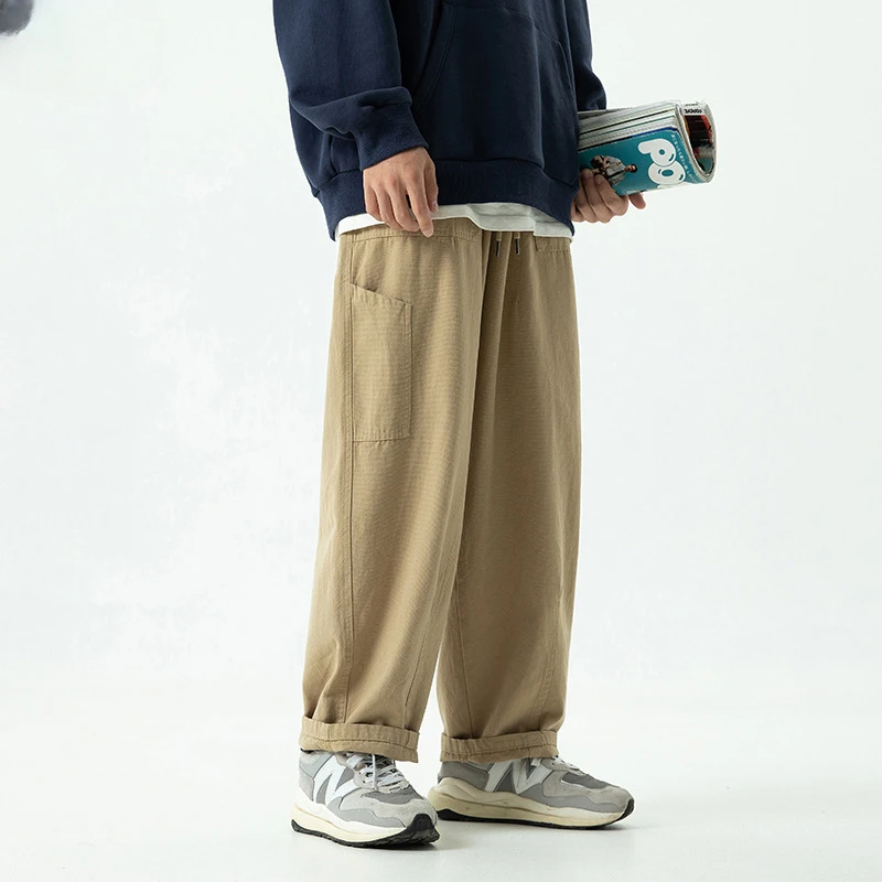 Slackwear patch pocket pantaloni dritti versatili pantaloni cargo da uomo pantaloni da jogging