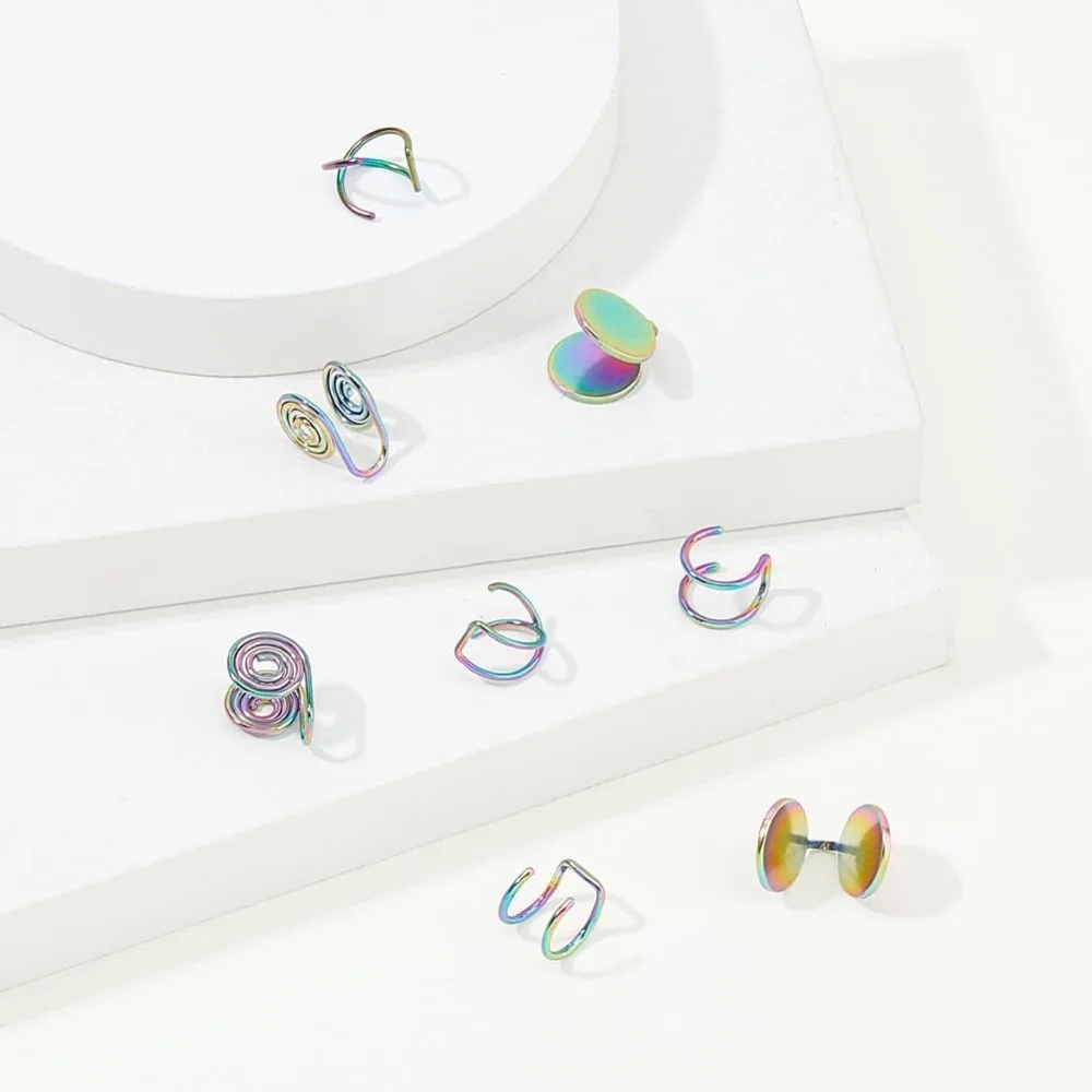 Pressure Earrings for Keloids Stainless Steel Non-Pierced Earrings Cuff Earrings Spiral Compression Earrings Adjustable Clip view 5