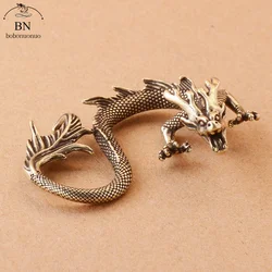 Solid Brass Zodiac Dragon Small Statue Desktop Ornament Chinese Mythical Beast Figurines Retro Home Feng Shui Decorations Crafts