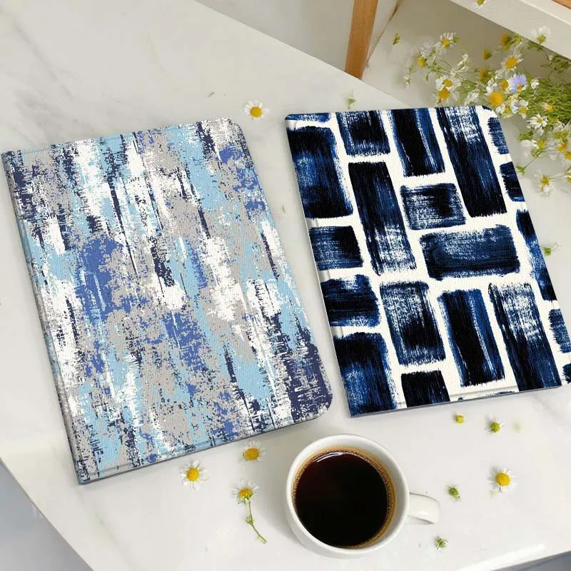 

Blue Gray Abstract Brushstroke Gift Tablet Case For Huawei Honor MatePad MediaPad Air 5 6 7 11 V6 V7 V8 V9 X9 X8 T10 T10s C5e T5