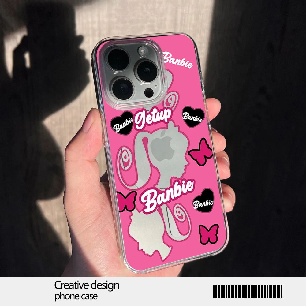 Cartoon Barbies Pink Girl Phone Case for iPhone 12 11 13 14 15 16 Max Pro Plus Magsafe Magnetic Wireless Cover