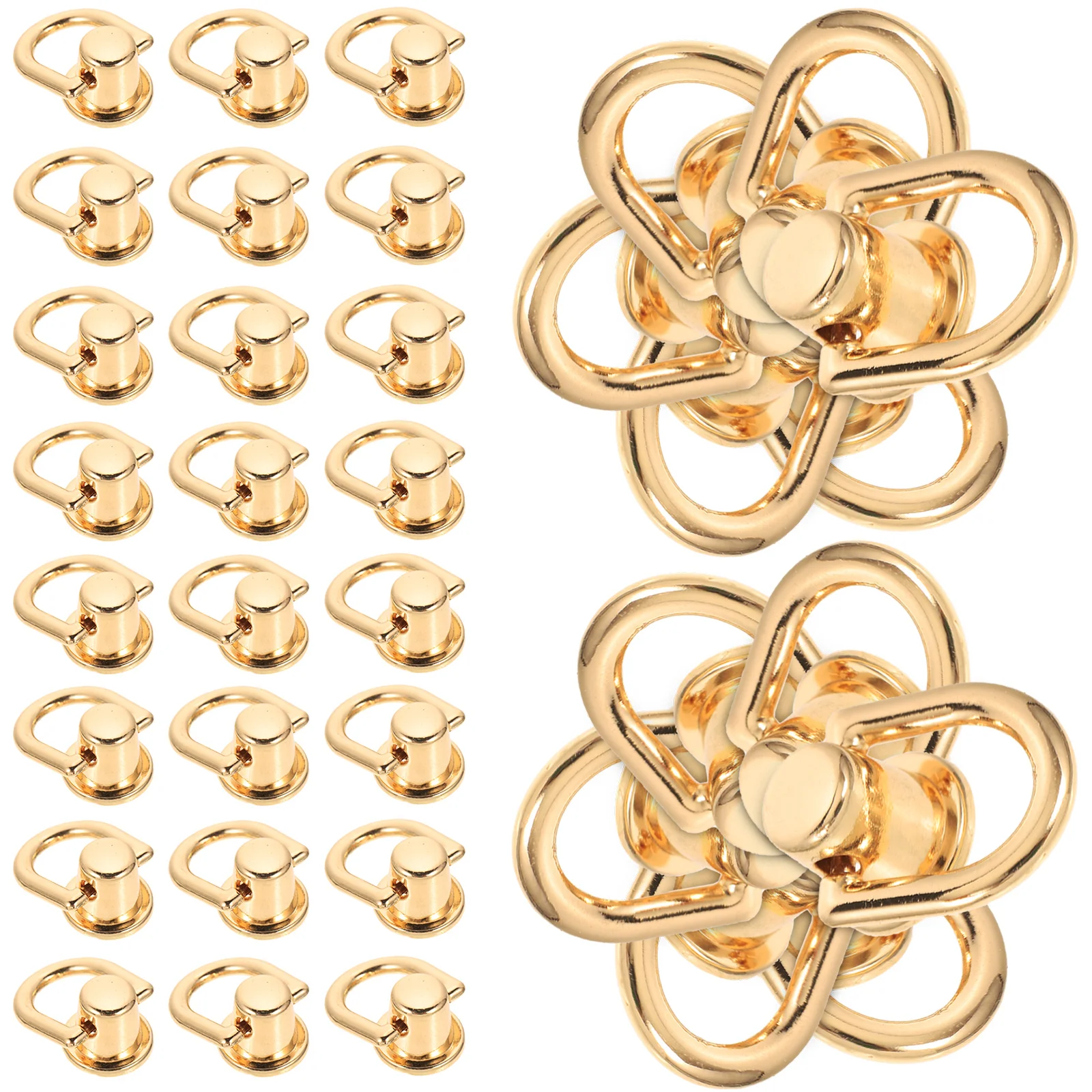 

40 Sets D Rings Rivets Studs Craft Hardware Iron Rings Screw Purses Luggage Buckles Bag Supplies H made Accessories