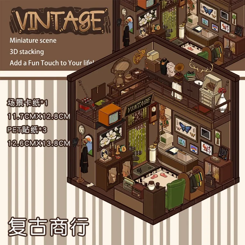 3D Stacking House Stress Relief Stickers Miniature Pre Cut Scrapbooking Scenes for Journal Crafts DIY Landscapes Partys Stickers