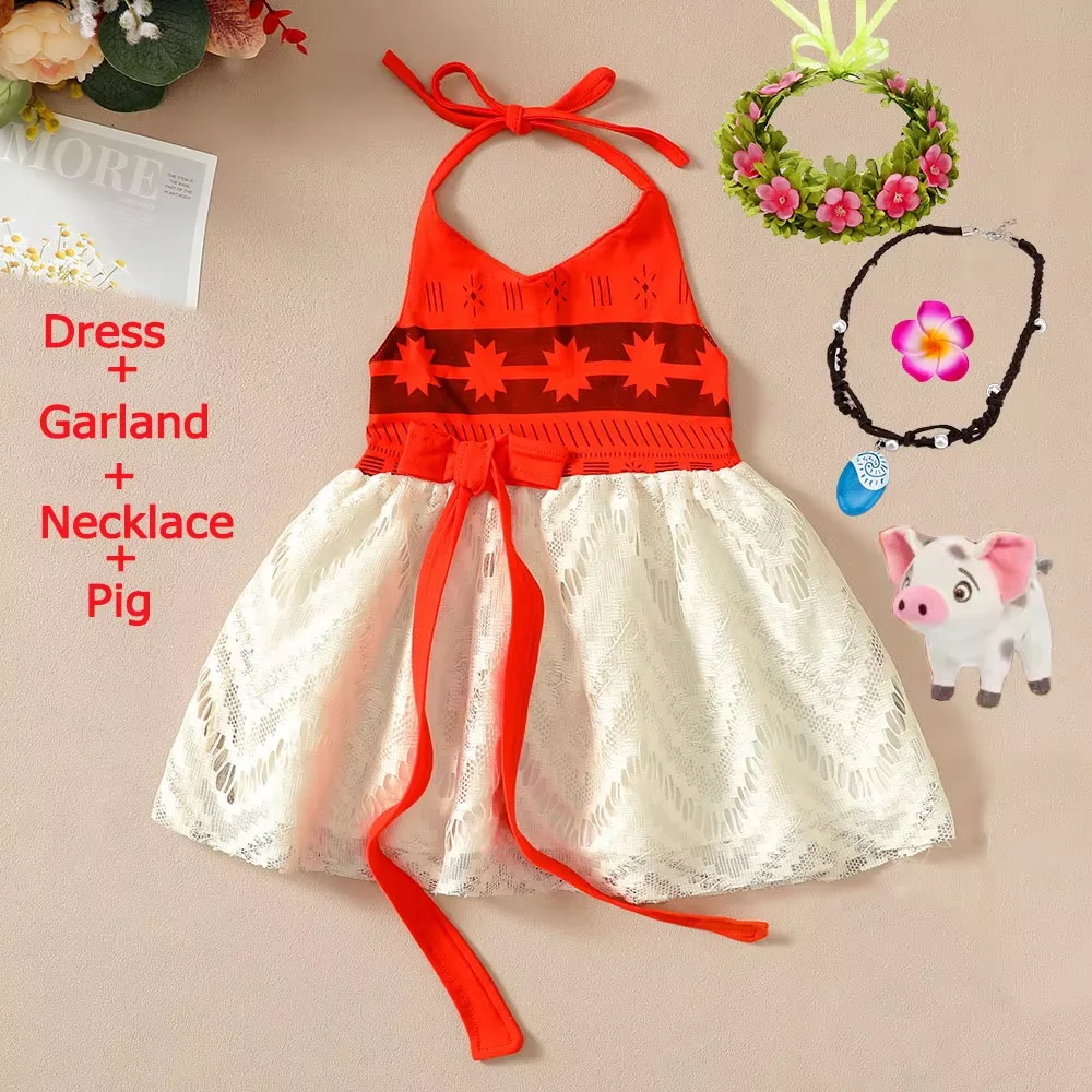 1-6 Jahre Little Moana Neckholder-Sommerkleid Baby Vaian Jüngere Schwester Ozeanreisende Kinder Sommer Strand Hawaii-Stil Prinzessin Freizeitkleid