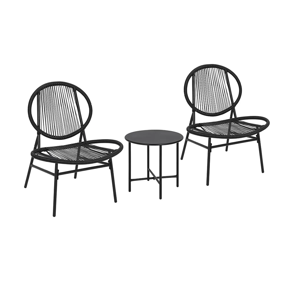 

3-Piece Outdoor Seating Chair All Weather Patio Bistro Set of 2 Chairs and Side Table Modern Outdoor Furniture for Backyard