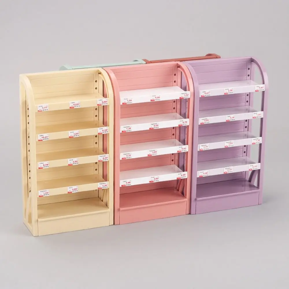 Novo mini armário de casa de bonecas 1/12, plástico, 5 cores, prateleira de exibição de supermercado, 9.5*4.3*14.5cm, acessórios de móveis em miniatura