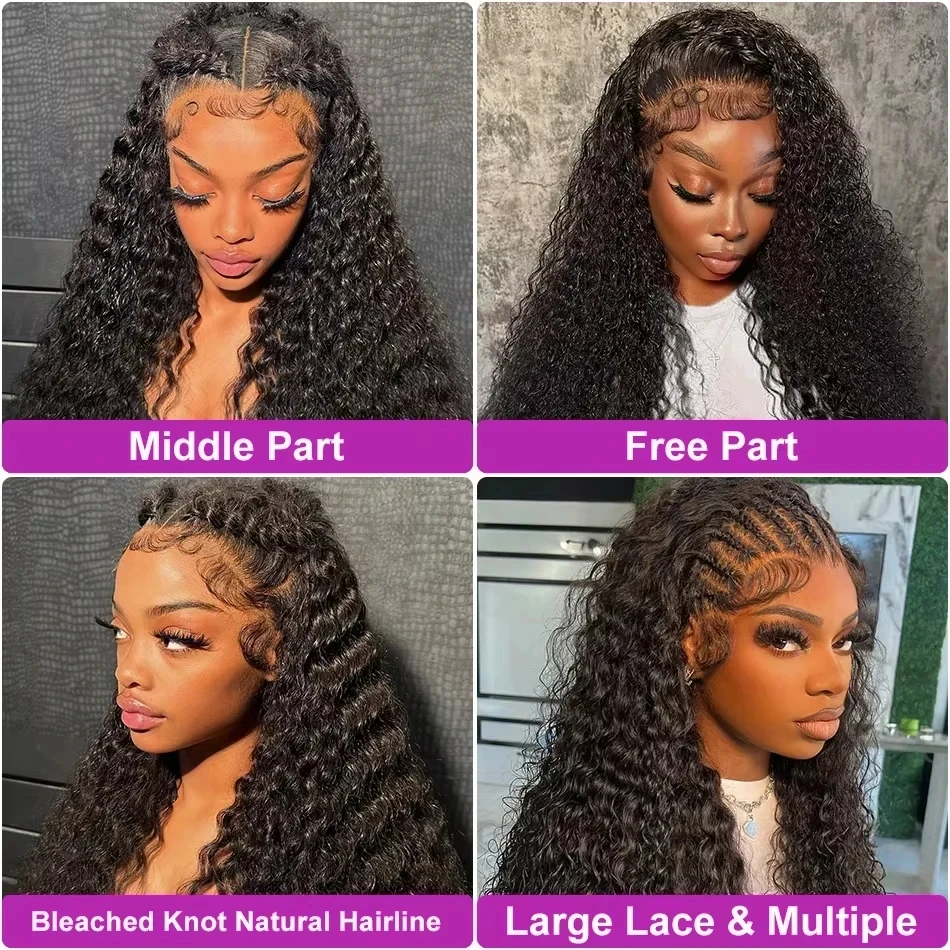 Nexora Curly Wigs 1b Black Wig Water Wave 360 human hair full lace wig Deep Wave Invisi Strap Glueless Lace Wigs Bleached Knoted image 6