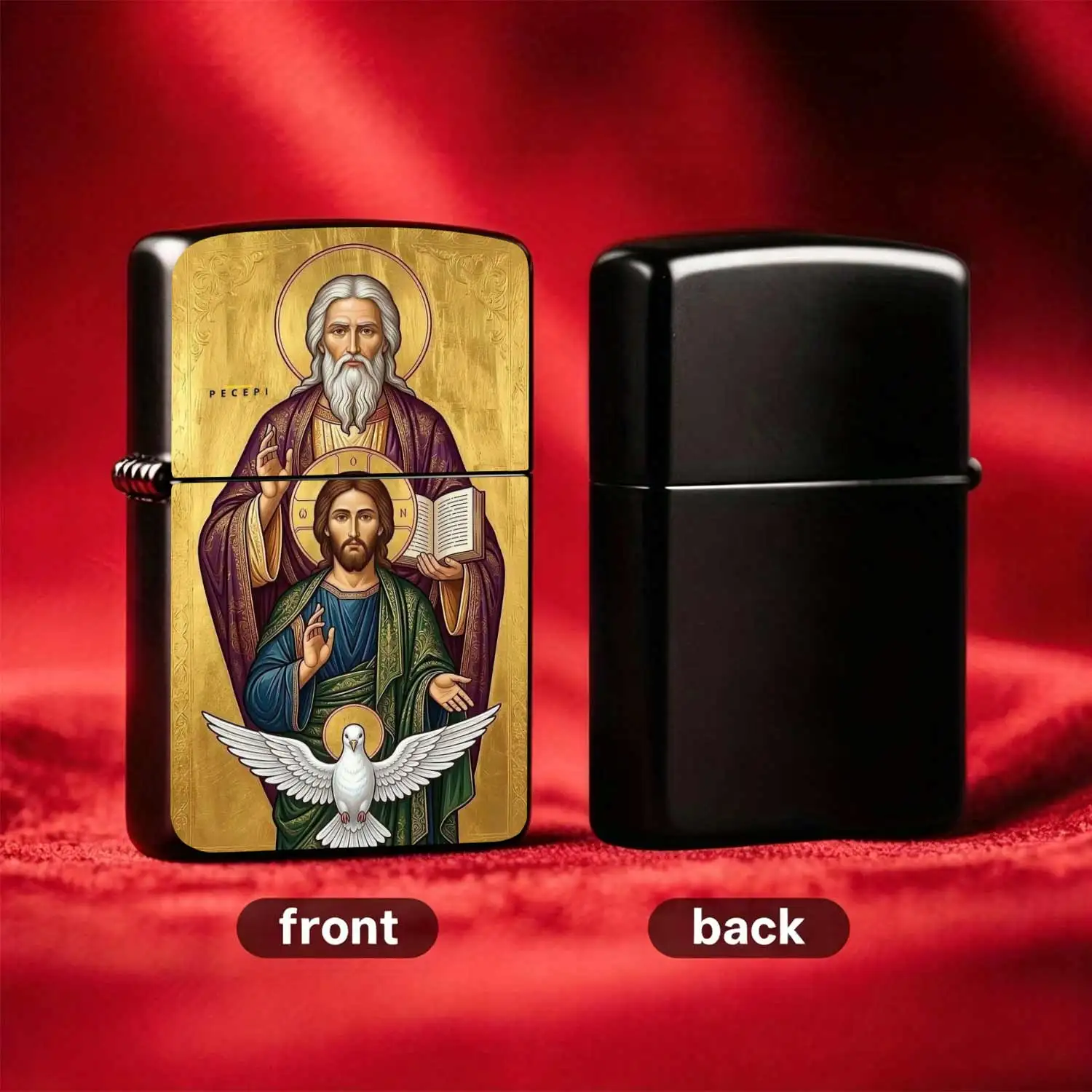 Reusable Flip-top Pocket Metal Windproof Lighter, Featuring Christian Theme Pattern, Retro Texture Portable Igniter, Practical Personalized Gift for Daily Use and Outdoor Activities Humorous and Fun Lighter