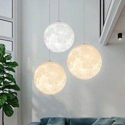 Modest Ceiling Hanging Chandelire 3D Printing Moon Lights Children's Room Bedroom Kitchen Home Decor Planet Small Pendant Lamps