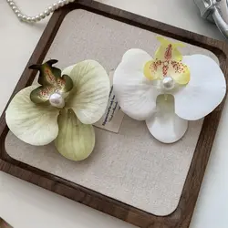 Hair Accessories Flower Hair Clip Pink Orchid Hair Ornament Bohemia Barrettes Side Barrettes Headdress Orchid Hairpin