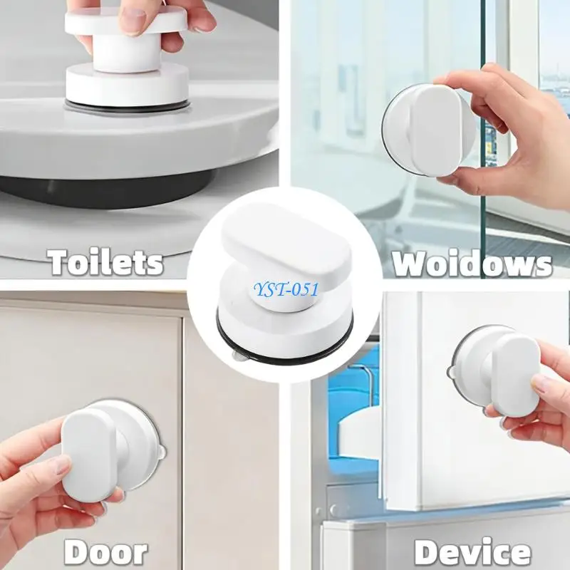 E15A Creative Shower Handle with Suction Cup Bathroom Bathtubs Glass Door Antislip Safe Grip Pull Furniture Cabinet Door Knob
