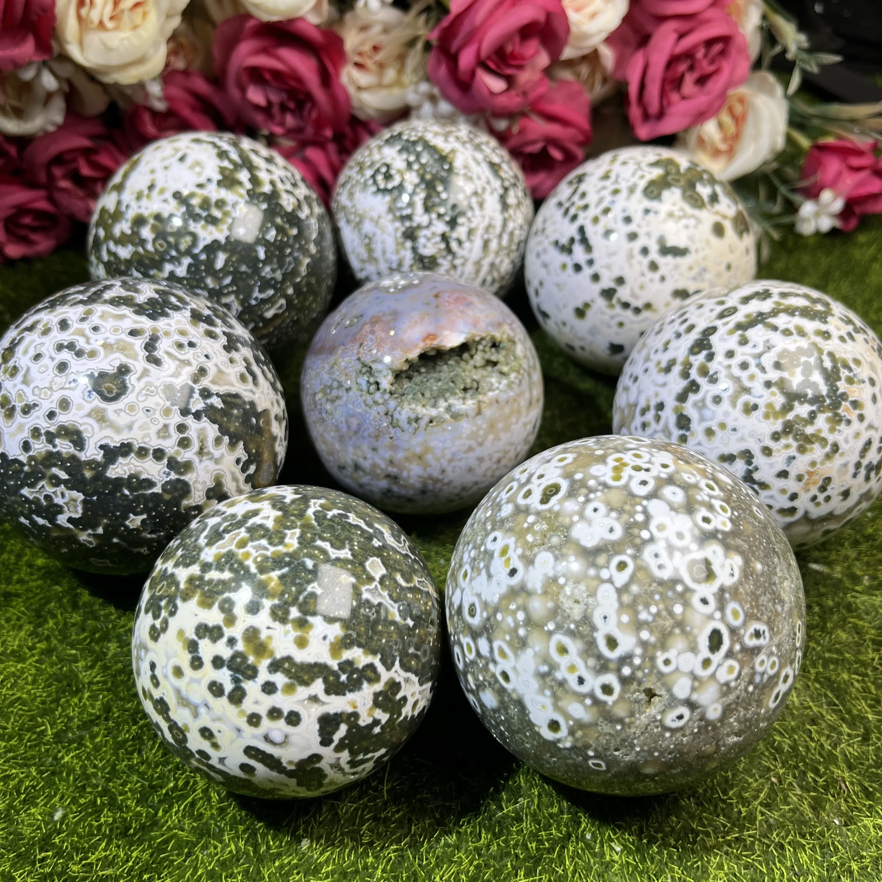 

# Hot Sales High Quality Ocean Jasper Ball Healing Reiki Stones Hand Carved Ocean Jasper Spheres For Meditation