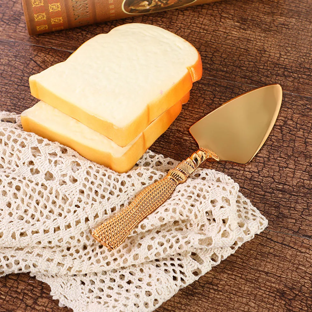 

Golden Baking Shovel Zinc Alloy Pizza Spatula Simple Design Heat Insulation Anti Scalding Suitable Homes Hotels