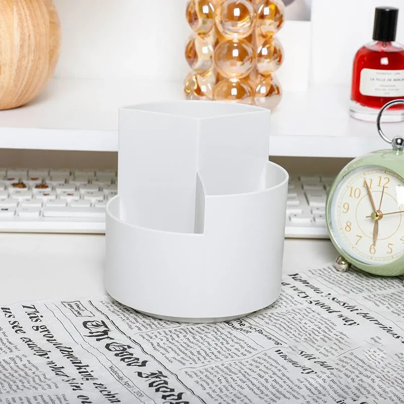 1 قطعة حامل قلم دوار صندوق تخزين مقسمة فرشاة للمكياج مكتب طالب تخزين سطح المكتب