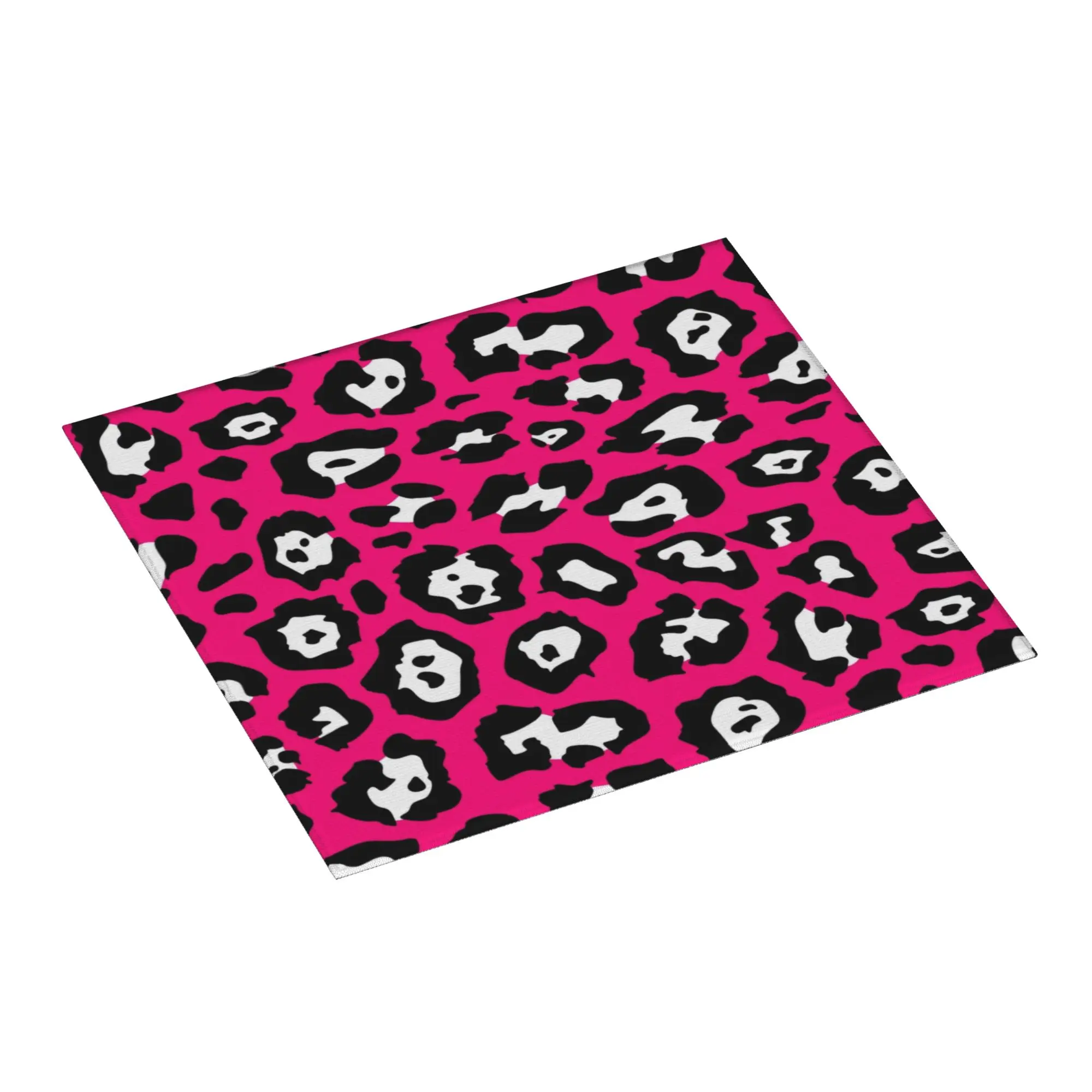 Black and Pink Leopard Print Non Slip Kitchen Counter Protector Mat Barware Tableware Reusable  Bathroom Drying Mat For Kitchen