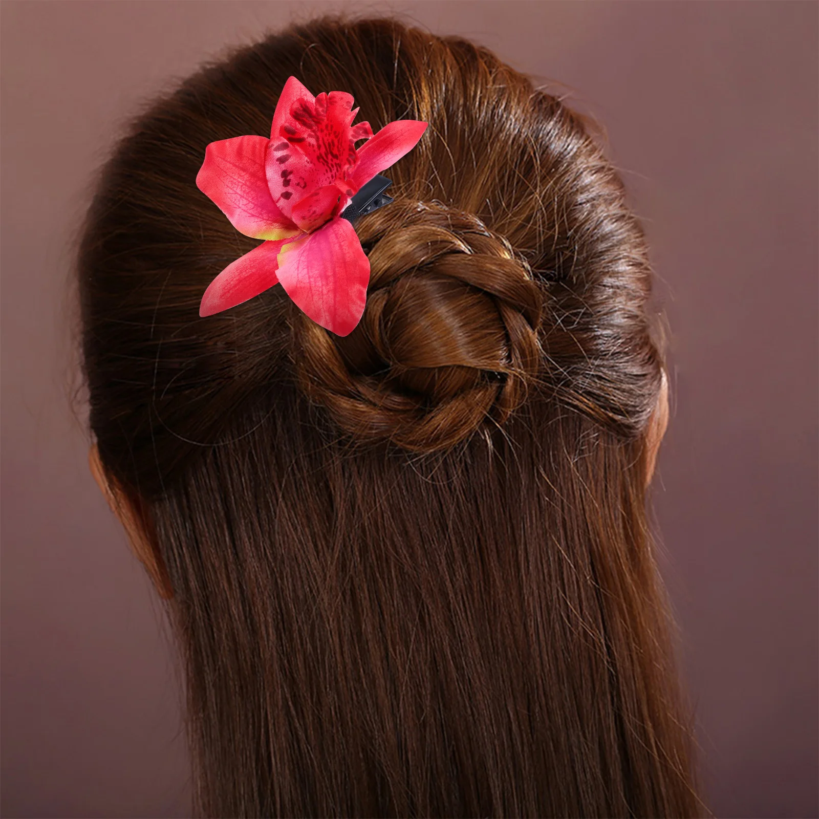 

8pcs Beach Photo Hair Flower Orchid Floral Headdress Layered Petals Design Easy Clip-On Wedding Party Prom Performance Hair