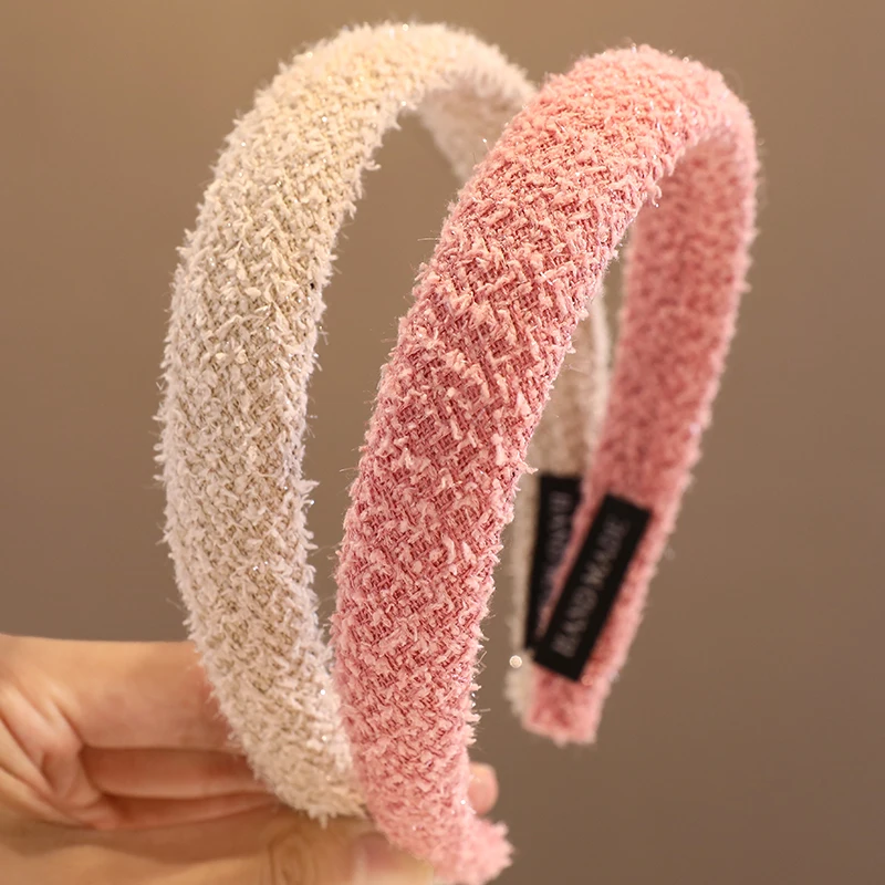 2023 New Girls Plush Fashion Solid Color HairBand Headwear Kids Simple Broadside Headband Lady Hairbands Female Hair Accessories