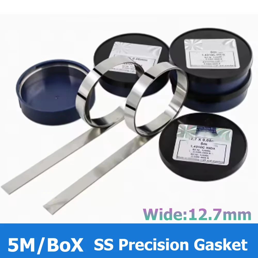 5M/Box Precision Stainless Steel Gasket Roll 12.7mm Wide 0.005/0.01/0.015/0.02/0.025-1mm Thick Gap Gasket Foil Strip Plate Shim