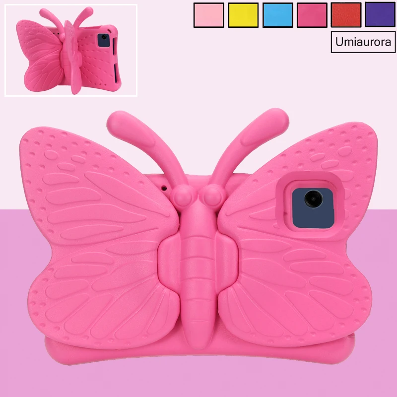 For Samsung Tab A9 8.7 SM-X110 A7 A8 SM-X200 S6 Lite 10.4 inch SM-P620 SM-T220 Tablet Case Kids Butterfly Stand Shockproof Cover