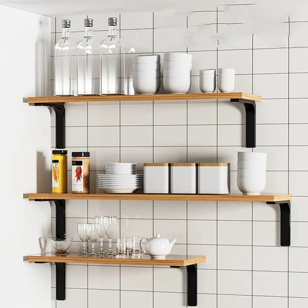 2pcs Multifunctional L-shaped Shelf Bracket Wall Mounted Space Saving Shelf Support Thickened Triangular Fixed Bracket Indoor