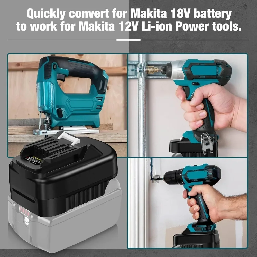 Per Makita 18V funziona per 12V strumento Adattatore batteria per Makita 18V Convertitore batteria agli ioni di litio per Makita 12V Utensili elettrici Trapano