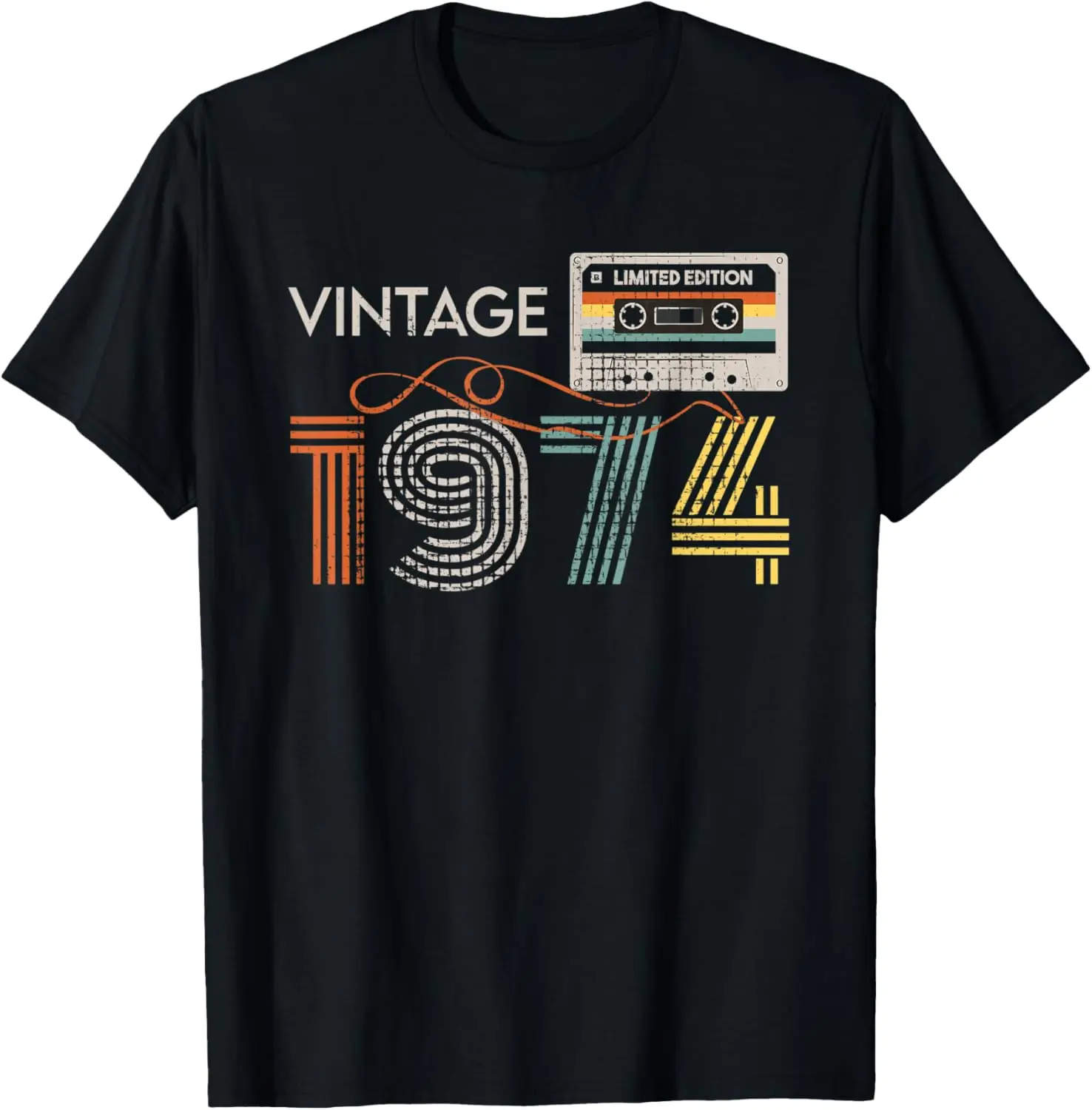 خمر 1974 46th 47th هدية عيد ميلاد ريترو كاسيت الشريط تي شيرت #1