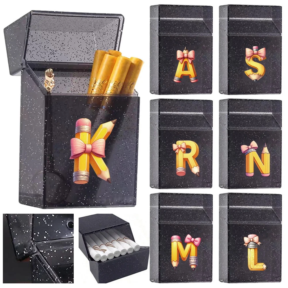 

Portable Crystal Cigarette Storage Case Plastics Durable Cigar Organizer Box Pencil Initial Name 26 Letters Pattern