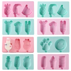 Silicone Ice Cream Mold with Lid and Sticks DIY Popsicle Mould Artifact Fruit Animal Shape High Huality Pastry Mold Kitchen tool