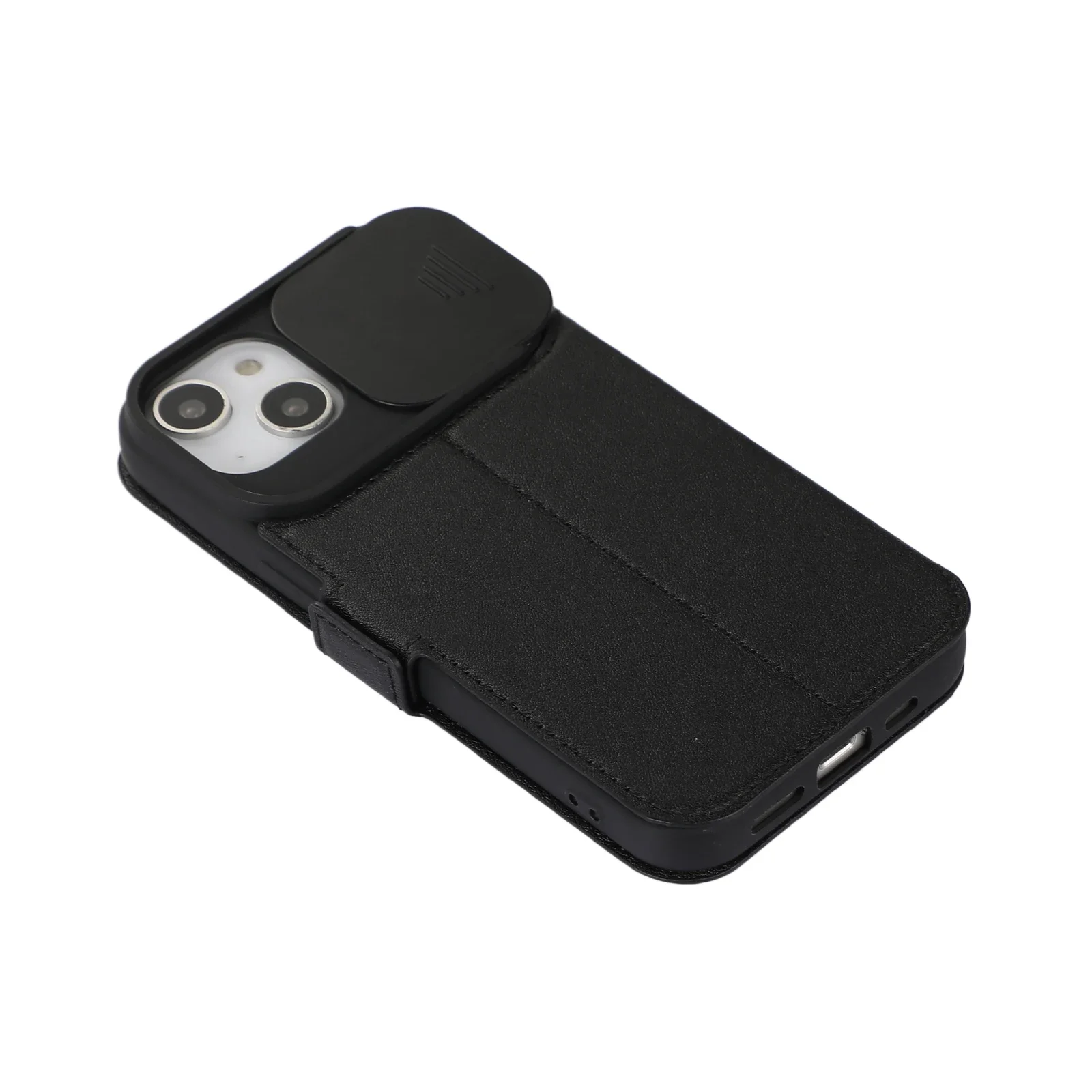 حافظة جلدية قابلة للطي مع حماية للكاميرا المنزلقة لهاتف آيفون 14 13 12 11 برو ماكس 7 8 14 Plus X XS Max XR فتحة للبطاقات غطاء خلفي #6