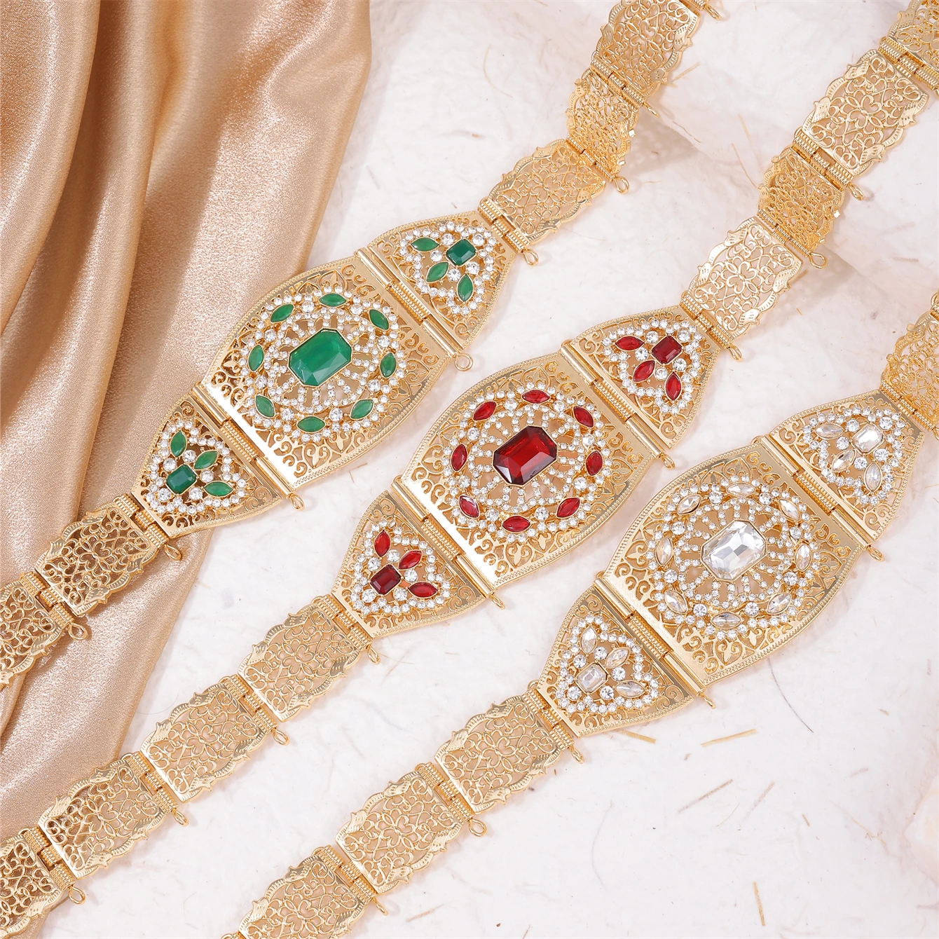 

An exquisite Rhinestone studded alloy lady belt Arab bride belly chain Morocco popular woman's waist accessories