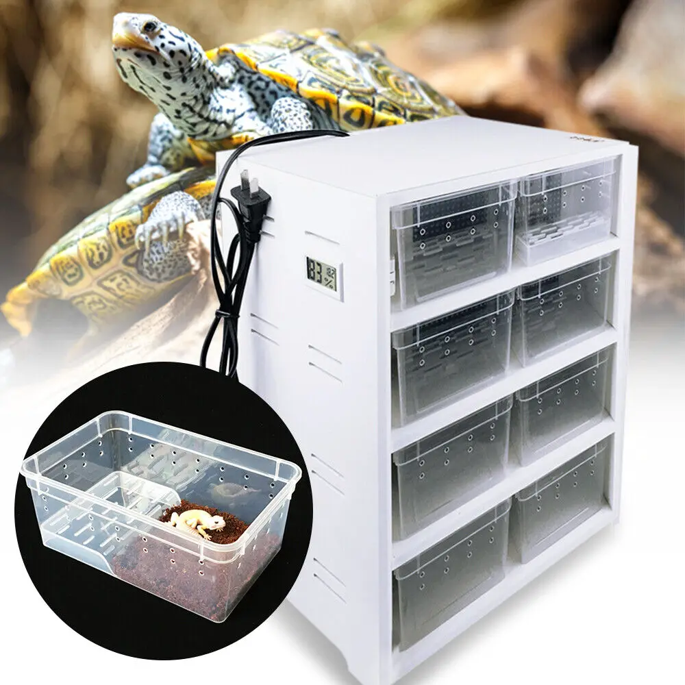 8 Grid Reptile Cage Pet Terrarium Feeding Tank Lizard Turtle Insect Breeding Box Large Pet Case With Heating Pad Cabin