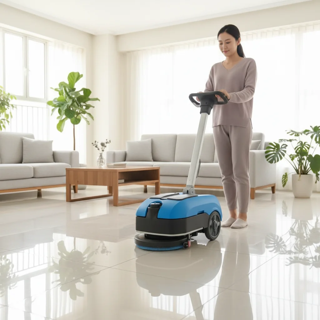 Compact Multifunctional Walk Cleaner for Warehouse Store Hospital Electric Portable Mini Automatic Home Office Floor Scrubber