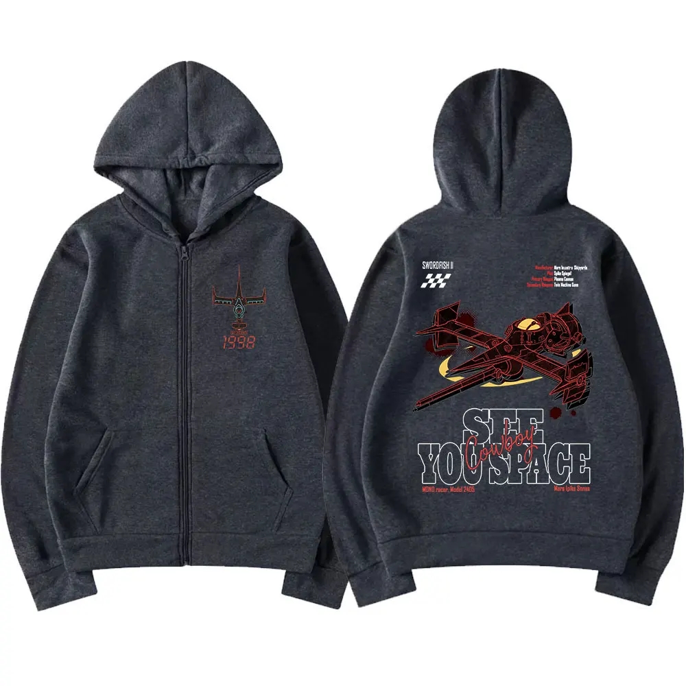Manga Cowboy Bebop Spike Spiegel Zip Up Hoodies Men's Women Fashion Long Sleeves Oversized Zipper Sweatshirts Pullovers Coats