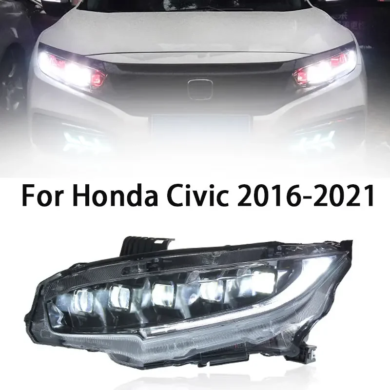 

Фара для Honda Civic X Head Light 2016-2021 Honda Civic 10-го поколения Фара светодиодная DRL указатель поворота дальнего света проектор Len