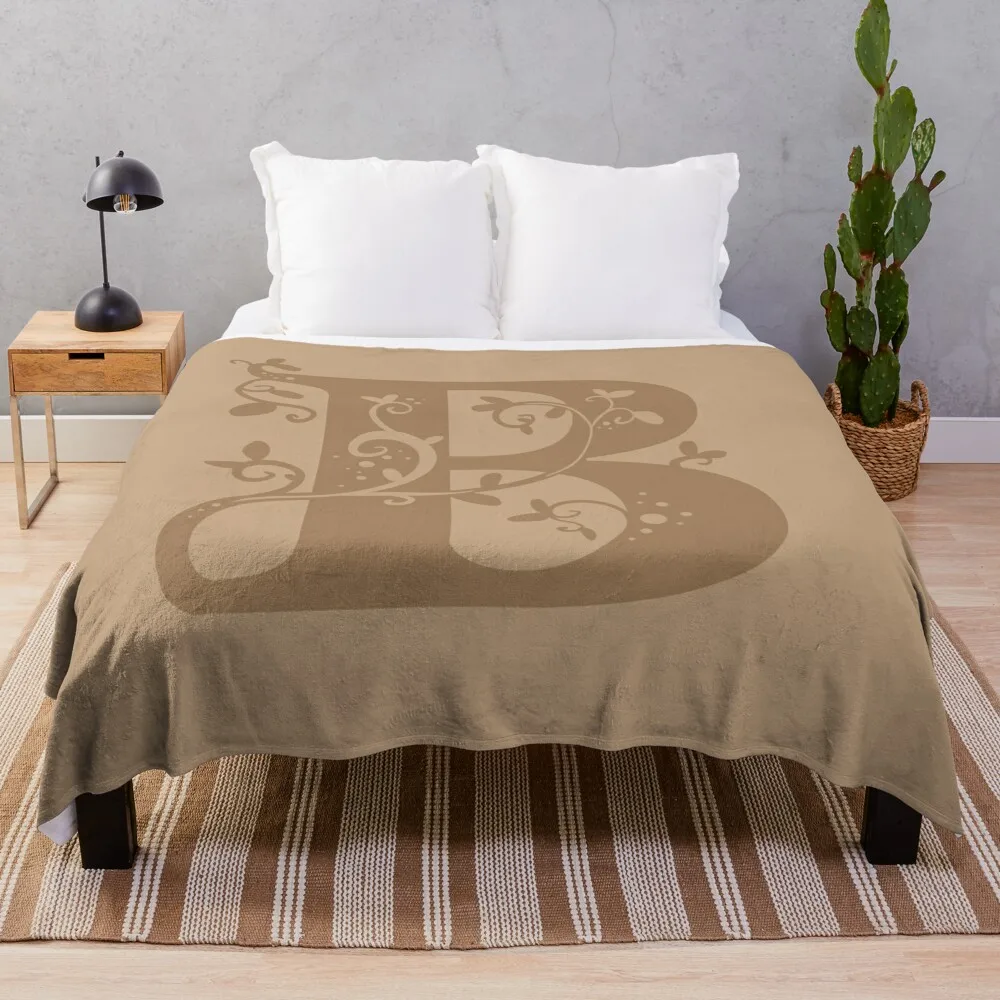 Brown Capital Letter B With Vines V2 Throw Blanket heavy to sleep Beautifuls cosplay anime Blankets