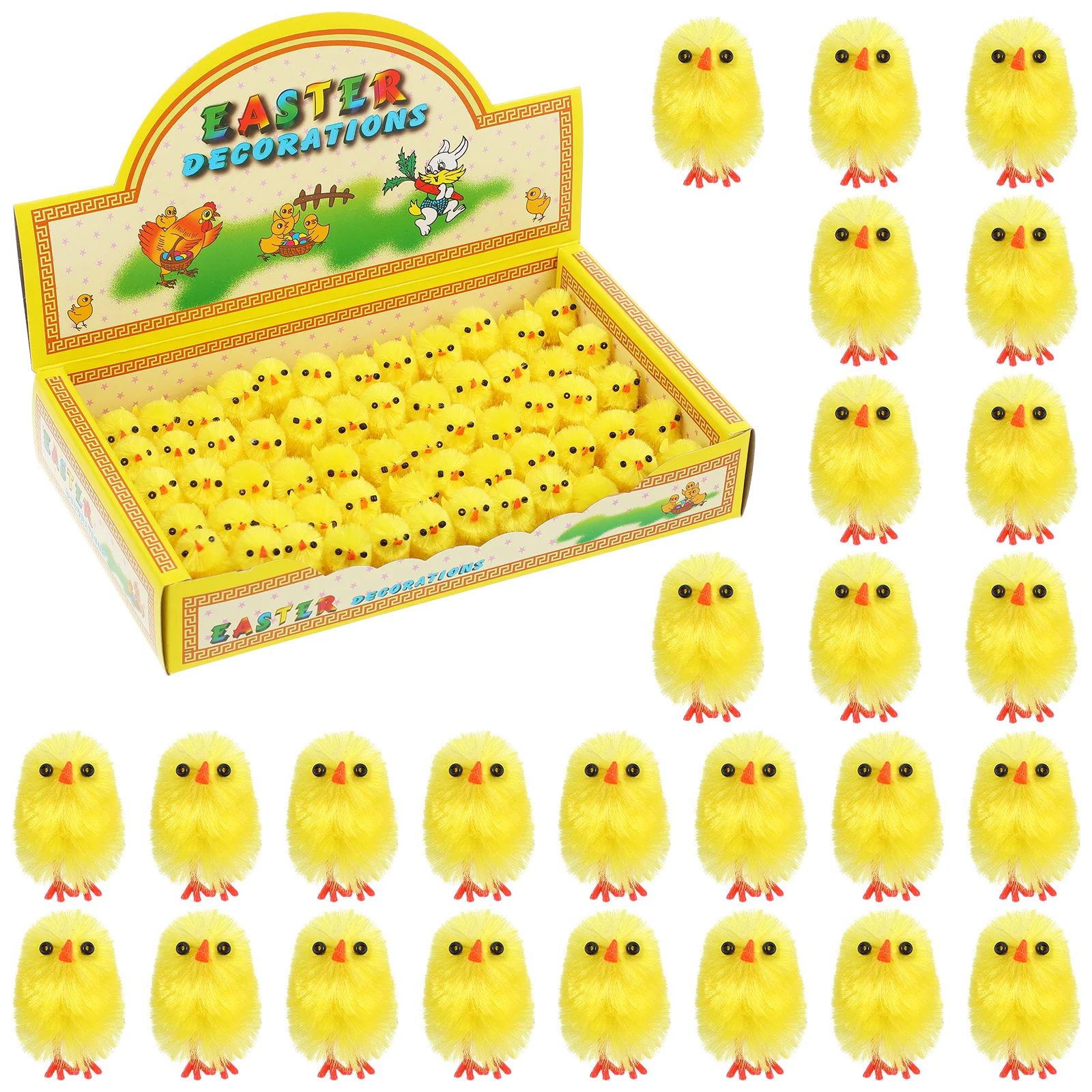 120 Pcs Easter Chick Decoration Chicken Party Favors Supply Chemical Fiber and Plastic Chickens Decorations Baby Stuff