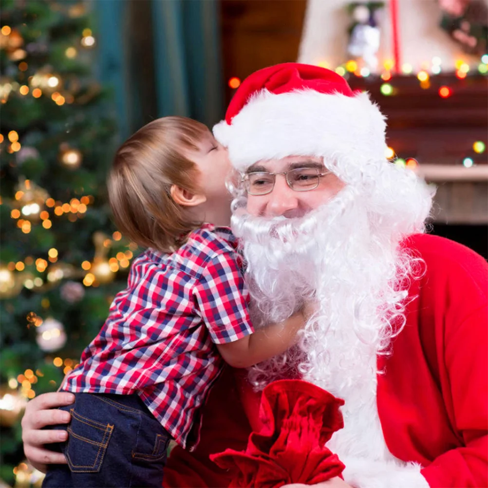 Elegante cocar de papai noel Halloween Cosplay Adereços Barba Natal Encaracolado